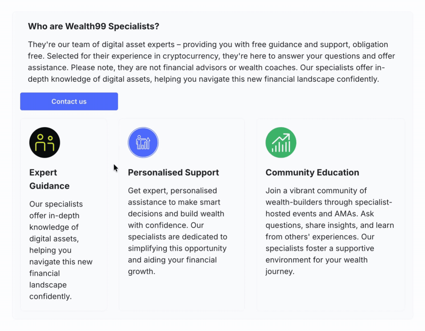 How to connect with a Wealth99 Specialist 01