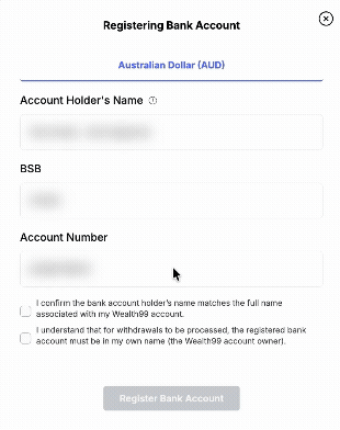How do I register a bank account for fiat withdrawals - 03 A