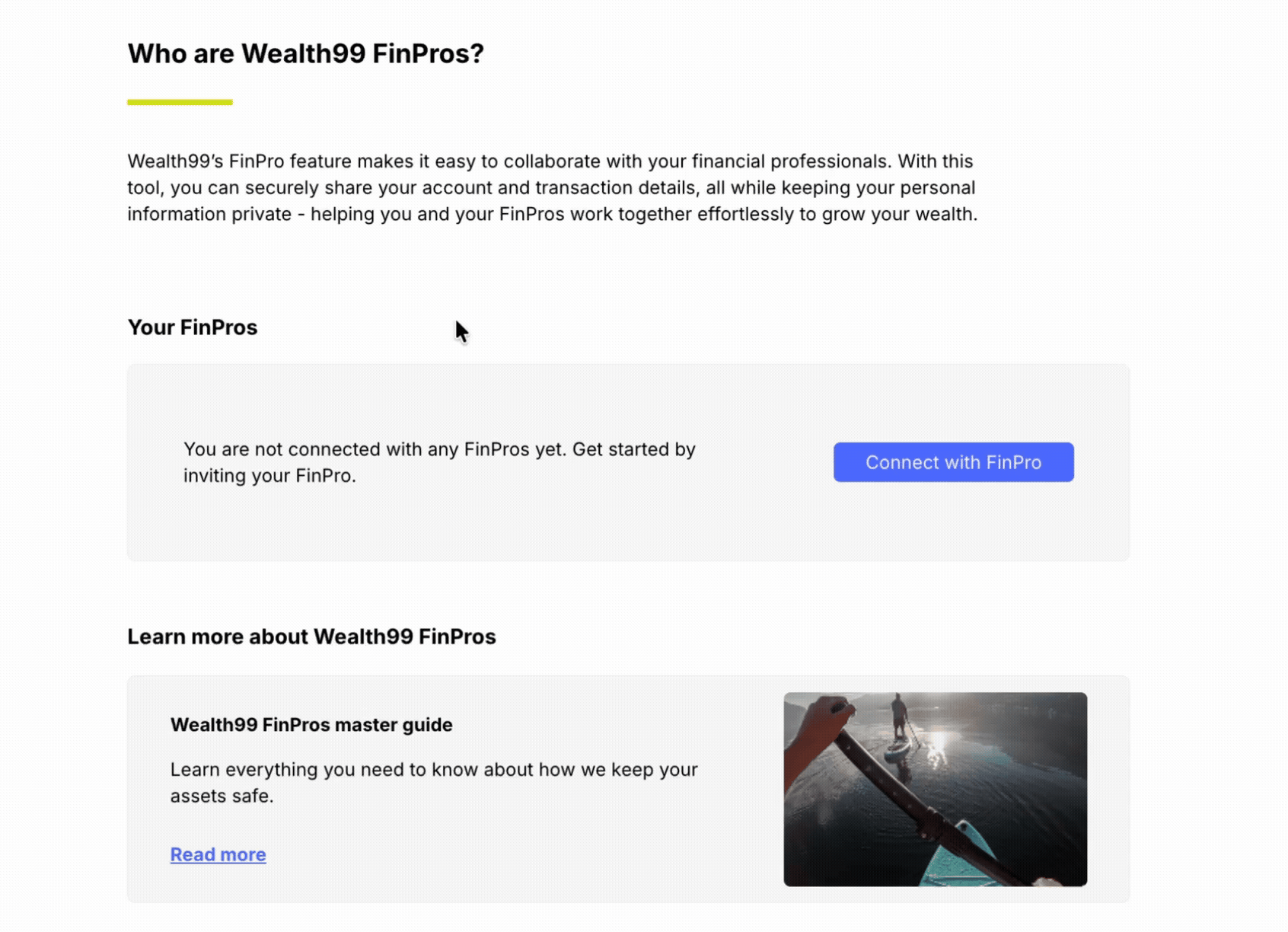 How do I connect a FinPro to my Wealth99 account_ 01